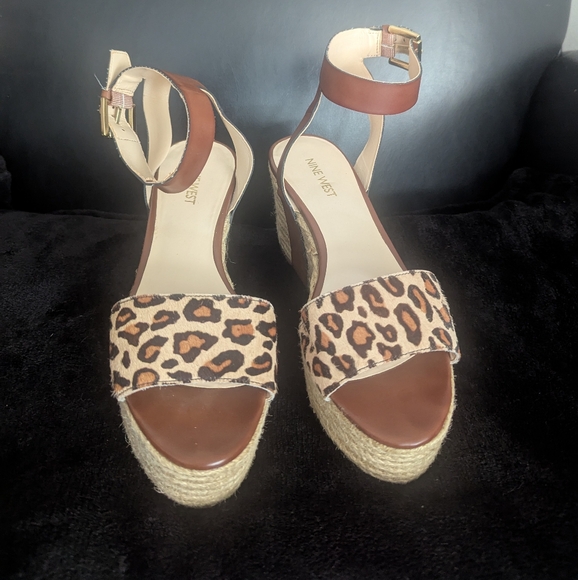 Nine West Animal Print Wedge Sandals - Picture 1 of 6